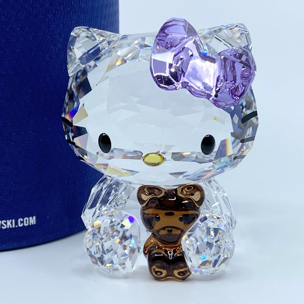 Swarovski Purple Bow Brown Bear Hello Kitty Figurine mint in box S141